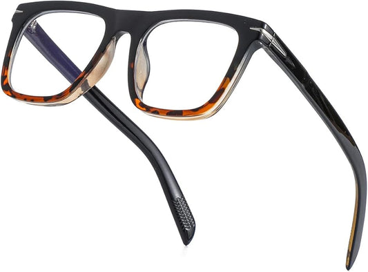 Gleyemor Blue Light Glasses for Men Women Trendy Square Frame Blue Light Blocking Lens Computer Glasses