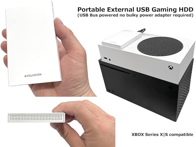 Avolusion HD250U3-WH 1TB USB 3.0 Portable External Gaming Hard Drive (for Xbox Series X|S, Pre-Formatted)