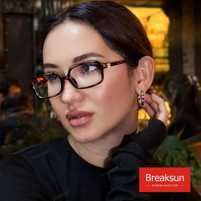 Retro Rectangle Glasses for Women Men Small Square Blue Light Blocking Glasses Vintage Eyeglasses