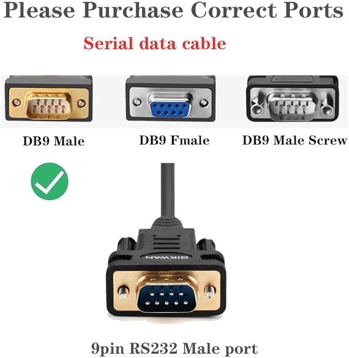USB to RS232 Serial DB9 Male Cable, 2-Pack