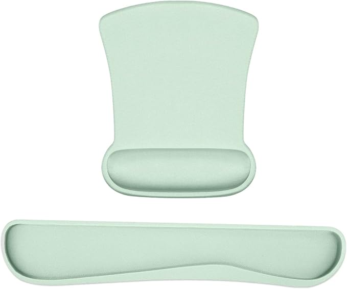 Ergonomic Wrist Rest Support for Mouse Pad&Keyboard Set, Comfortable Memory Foam Keyboard Pad and Soft Gel Mouse Pad, Easy Typing and Pain Relief for Gaming, Office, Laptop, Green