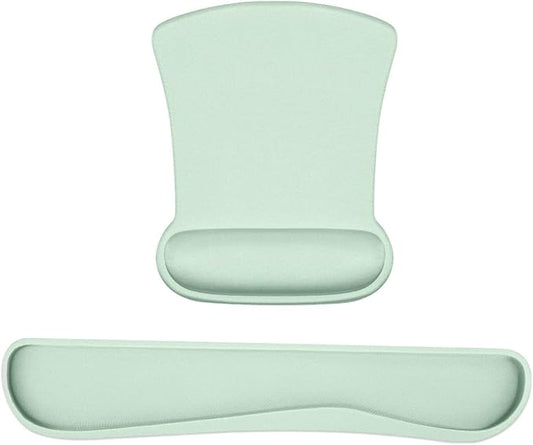 Ergonomic Wrist Rest Support for Mouse Pad&Keyboard Set, Comfortable Memory Foam Keyboard Pad and Soft Gel Mouse Pad, Easy Typing and Pain Relief for Gaming, Office, Laptop, Green