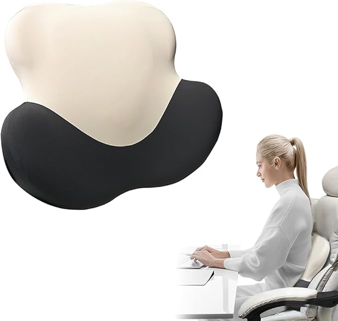 Lumbar Support Cushion, Memory Foam Back Support for Pain Relief, Ergonomic Waist Cushion for Office Chair, Car Seat, and Home, Removable & Washable Cover