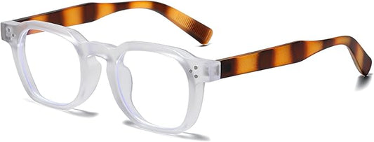 AIEYEZO Retro Blue Light Glasses for Men Women Square Thick Framed Eyeglasses Trendy Vintage Computer Glasses