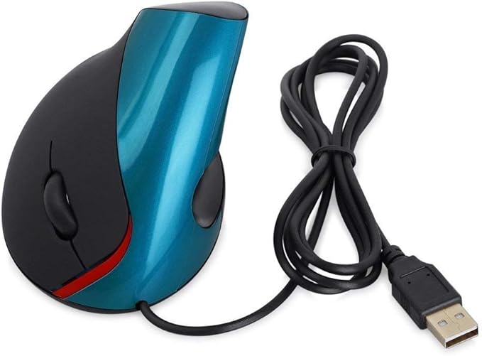Wired Vertical Mouse, Ergonomic Design Laptop PC Computer Mouse, USB Corded Optical Mouse (Blue)