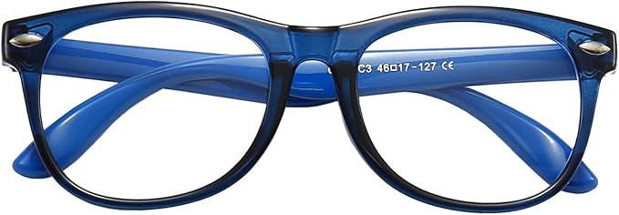 1 Pack kids Blue Light Blocking Glasses For Girls And Boys Computer Blue Light Blocking Glasses For Age 3-11 (Dark blue)
