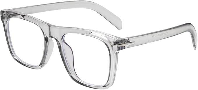 NIDOVIX Trendy Square Blue Light Blocking Glasses for Men Women, Fashion Frame Non-prescription Computer Glasses (Transparent Grey)