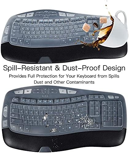 Keyboard Cover for Logitech K350 MK570 MK550 Keyboard Cover Skin for Logitech K350 MK550 MK570 Wireless Wave Keyboards Covers Protector Accessories, Clear