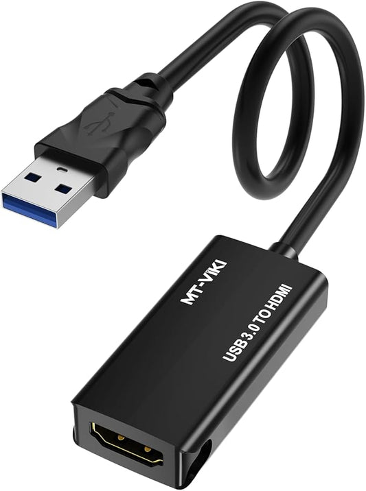 MT-VIKI USB 3.0 to HDMI Adapter, USB 3.0 to HDMI Male to Female Adapter, 1080P Compatible with Mac OS, Windows 10/8.1/8/7 (Uni-Directional) 1 Pack