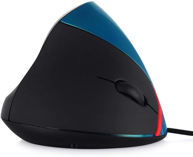 Wired Vertical Mouse, Ergonomic Design Laptop PC Computer Mouse, USB Corded Optical Mouse (Blue)