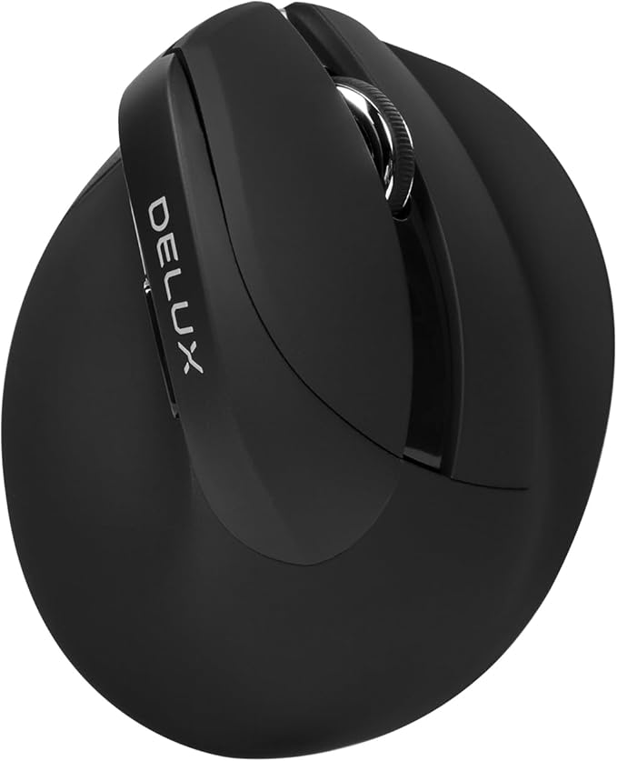 DELUX Wireless Ergonomic Mouse, Vertical Mouse for Small Hands, Silent Click Ergo Mouse, Up to 4000 DPI, 6 Buttons, Rechargeable, 2.4G/BT 5.2 Dual-Mode, Compatible with Laptop/PC (M618MINI-Black)