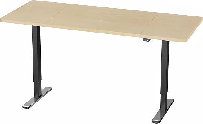 VIVO Electric 60 x 24 inch Stand Up Desk, Height Adjustable, Light Wood Top Black Frame, Home and Office Furniture Sets, DESK-KIT-B06C