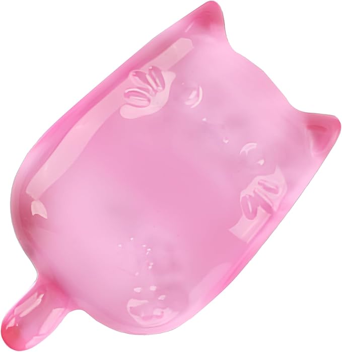 Gel Wrist Rest for Keyboard and Mouse Transparent Pink Cat Elbow Pad Cushion Ergonomic Cute Clear Cool Cat Mouse Wrist Pad Silicone Non-Slip Support for Computer Gaming Home Office Girl Hand Pillow