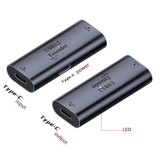 xiwai 5Gbps USB 3.0 Active Repeater Extender Type-C Female to Type-C Female Signal Amplifier Adapter with Chipset for Camera Printer Computer
