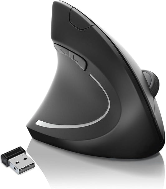 Left Handed Mouse, 2.4G USB Wireless Ergonomic Vertical Mouse, Ergonomic Design, Optical Model, Prevention Against Tennis Elbow, for Laptop Desktop PC Computer Ect