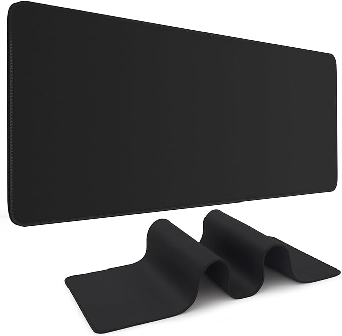 Black Mouse Pad Gaming Keyboard Pad 31.5 x 11.8 in Large Computer Mouse Pad with Anti-Slip Rubber Base and Stitched Edges, Extended Mouse Mat for Gaming Working