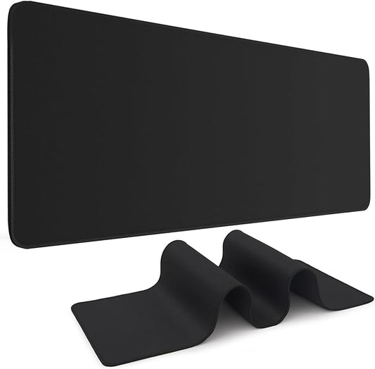 Black Mouse Pad Gaming Keyboard Pad 31.5 x 11.8 in Large Computer Mouse Pad with Anti-Slip Rubber Base and Stitched Edges, Extended Mouse Mat for Gaming Working
