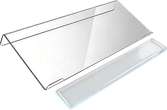 Acrylic Computer Keyboard Stand with Gel Wrist Rest Set,Ergonomic Keyboard Riser for Desk Easy Typing with Gel Keyboard Pad, Anti-Slip Comfort Keyboard Wrist Pad Relief Pain (Clear)