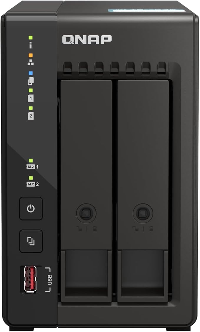 QNAP TS-253E-8G-US 2 Bay High-Performance Desktop NAS with Intel Celeron Quad-core Processor, 8 GB DDR4 RAM and Dual 2.5GbE (2.5G/1G/100M) Network Connectivity (Diskless)