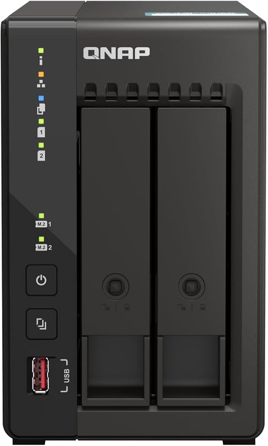 QNAP TS-253E-8G-US 2 Bay High-Performance Desktop NAS with Intel Celeron Quad-core Processor, 8 GB DDR4 RAM and Dual 2.5GbE (2.5G/1G/100M) Network Connectivity (Diskless)