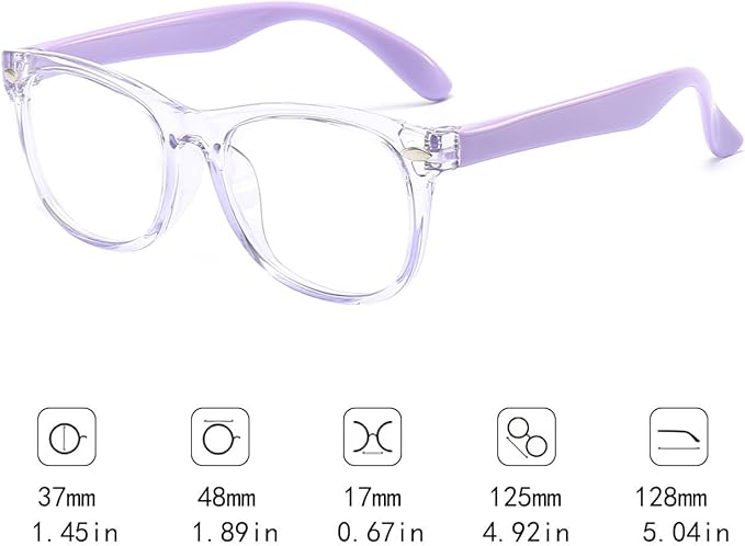 2 Pack kids Blue Light Blocking Glasses For Girls And Boys Computer Blue Light Blocking Glasses For Age 3-11 (Light purple + Light pink)