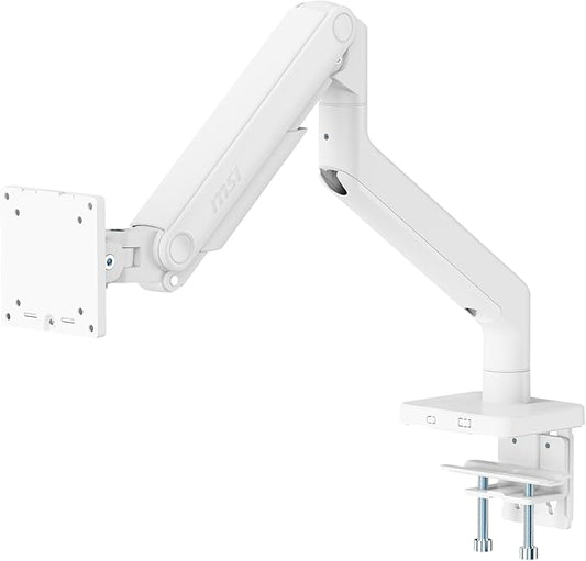 MSI MAG MT201W - Premium Heavy Duty Single Monitor Stand Arm, Supports 17-49" and 44 lbs, VESA Compatible, Adjustable Spring Assisted Mount, Clamp & Grommet, Quick Release Plate - Black