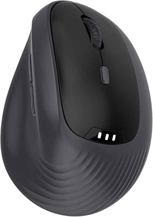 Ergonomic Vertical Wireless Mouse, 8,000 DPI Rechargeable Mouse with Triple-Mode Connection(2.4G+Bluetooth), 70g Lightweight Quiet Click Mouse with Battery Indicator for Laptop, PC, Mac Matte Black