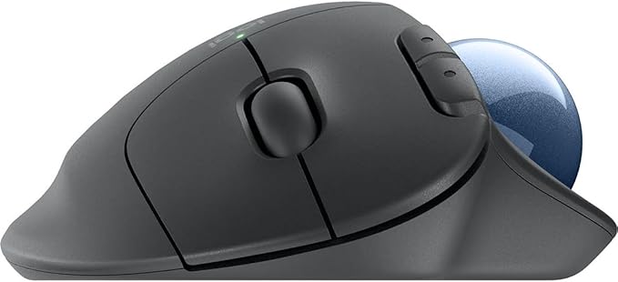 Logitech Ergo M575S Wireless Ergonomic Trackball Mouse, Black/Blue (910-007026)