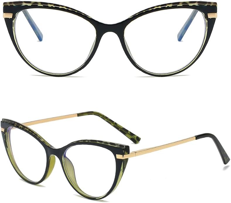 LJCZKA Blue Light Blocking Glasses Women Anti Eye satrain Computer Cat eye Eyeglasses Cateye Clear Frame