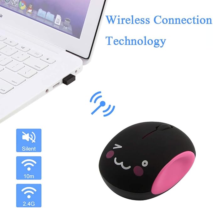 3C Light 2.4GHz Wireless Cute Small Silent Portable Mini Rechargeable Optical Mouse - 3 Buttons, Cordless for Laptop, Desktop, PC, Notebook (Red)