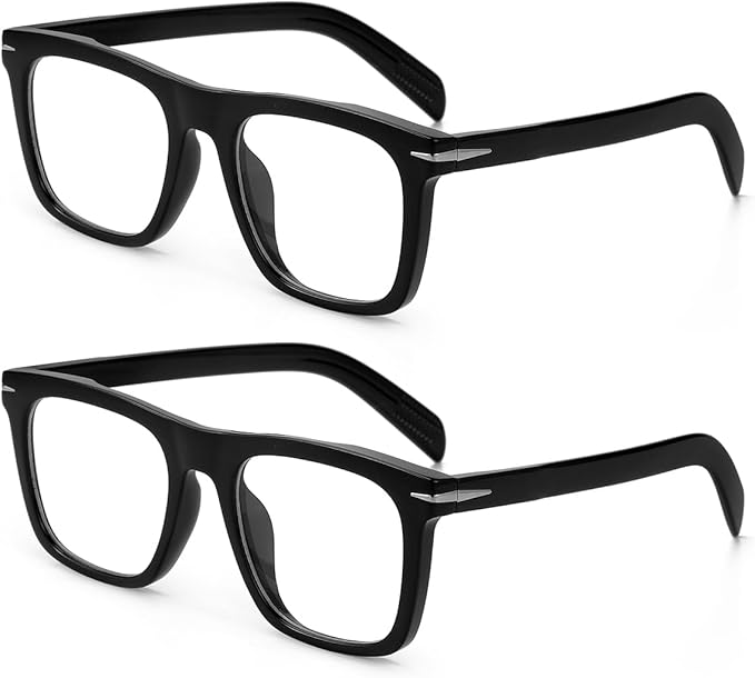 NIDOVIX Trendy Square Blue Light Blocking Glasses for Men Women, Fashion Frame Non-prescription Computer Glasses (Black+Black)