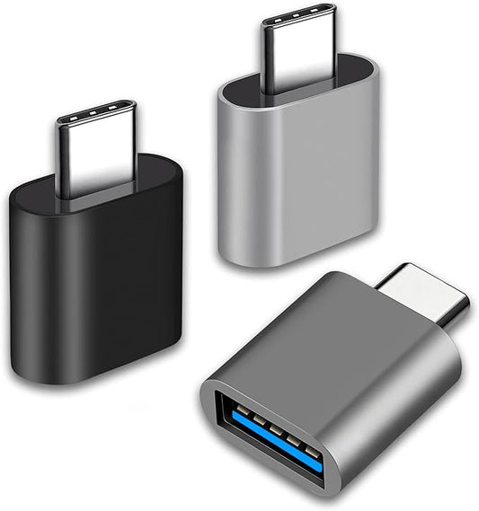 USB C to USB Adapter, Type C Thunderbolt 4 OTG Converter, USB C Male to USB 3.0 Female Adapter (3-Pack) for Apple MacBook Pro, Mac Book, iPad, Samsung Galaxy S20-S23 and More (Black/Grey/Silver)