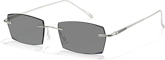 Cyxus Photochromic Blue Light Glasses for Men Women UV Protection Sunglasses Rimless Eyeglasses Ultralight Metal Square Eyewear