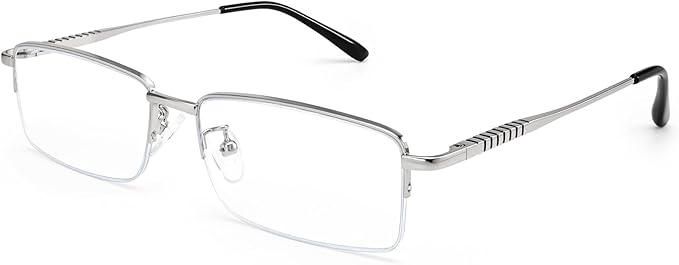 Dollger Rectangle Blue Light Glasses for Men Metal Anti Bluelight Blocking Glasses for Computer Fashion Small Half Frame