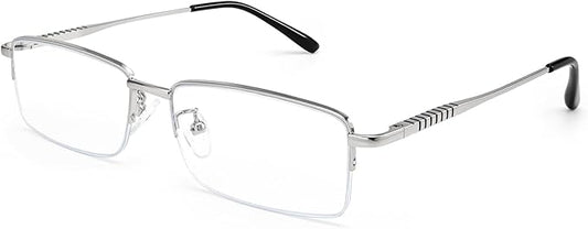 Dollger Rectangle Blue Light Glasses for Men Metal Anti Bluelight Blocking Glasses for Computer Fashion Small Half Frame