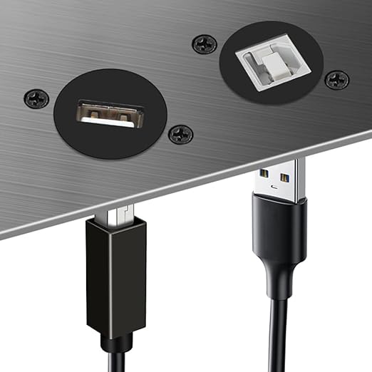 2PCS Panel Mount USB A to USB B Connector for Printer, D Type Female USB 2.0 Scanner Converter Adapter for HP, Canon, Dell, Epson, Lexmark, Xerox and More