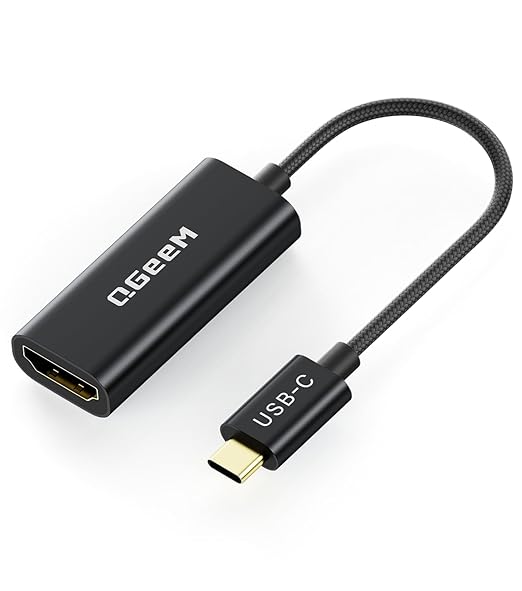 QGeeM USB C to HDMI Adapter 4K@60Hz,Type-C Thunderbolt 3/4 to HDMI Adapter Converter,Compatible for MacBook Pro,iPhone17 Max Plus,iPad Air,XPS,Galaxy S24Ultra,iMac Mini Etc.
