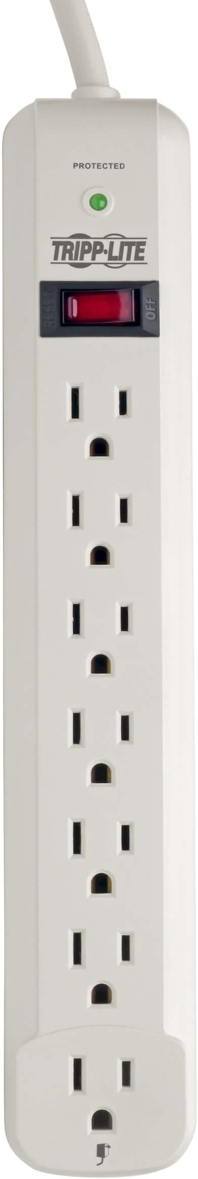 Tripp Lite 7 Outlet Surge Protector Power Strip, Extra Long 12ft Cord, Lifelong Warranty & $25,000 Insurance (TLP712),White