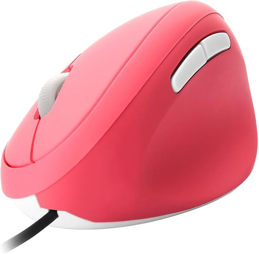 Wired Vertical Mouse, Ergonomic Optical USB Cord PC Gaming Mice 800-1200-1600 DPI Portable Silent Mause for Laptop Desktop Office Use (Pink)