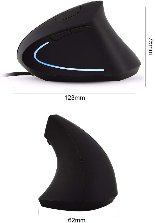 Ai5G Wired Vertical Mouse Adjustable DPI Laptop Desktop Computer Mouse Optical Mice (for Right Hand)