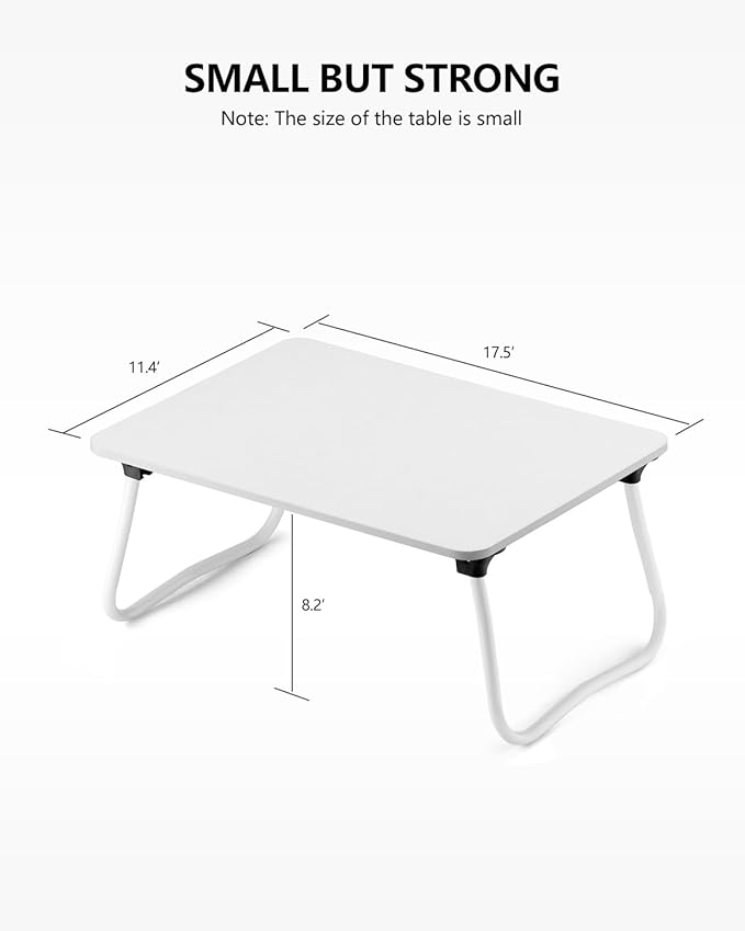 Laptop Bed Desk, Foldable Lap Desk, Portable Laptop Stand, Lightweight & Mini Table for Breakfast/Picnic/Drawing/Couch/Floor - White