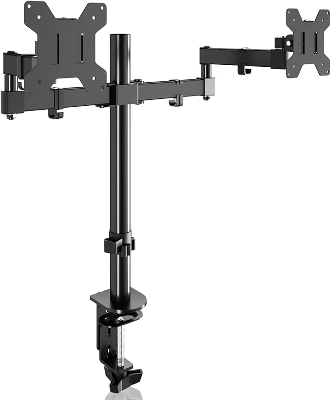 Bracwiser Dual Fully Adjustable Monitor Arm Stand Mount Fits Two Screen 13-27 inch 22lbs for Monitor Computer Screen 13 15 17 19 20 22 23 24 26 27 inch VESA 75 100 (MD7442)