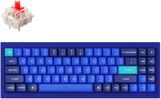 Keychron Q7 Wired Custom Mechanical Keyboard, 70% Layout QMK/VIA Programmable Macro with Hot-swappable Gateron G Pro Red Switch Double Gasket Compatible with Mac Windows Linux - Navy Blue A