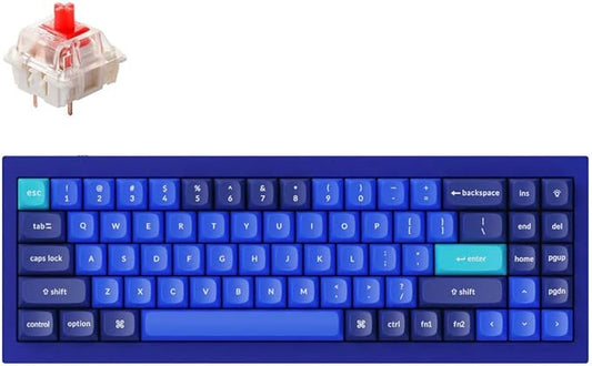 Keychron Q7 Wired Custom Mechanical Keyboard, 70% Layout QMK/VIA Programmable Macro with Hot-swappable Gateron G Pro Red Switch Double Gasket Compatible with Mac Windows Linux - Navy Blue A