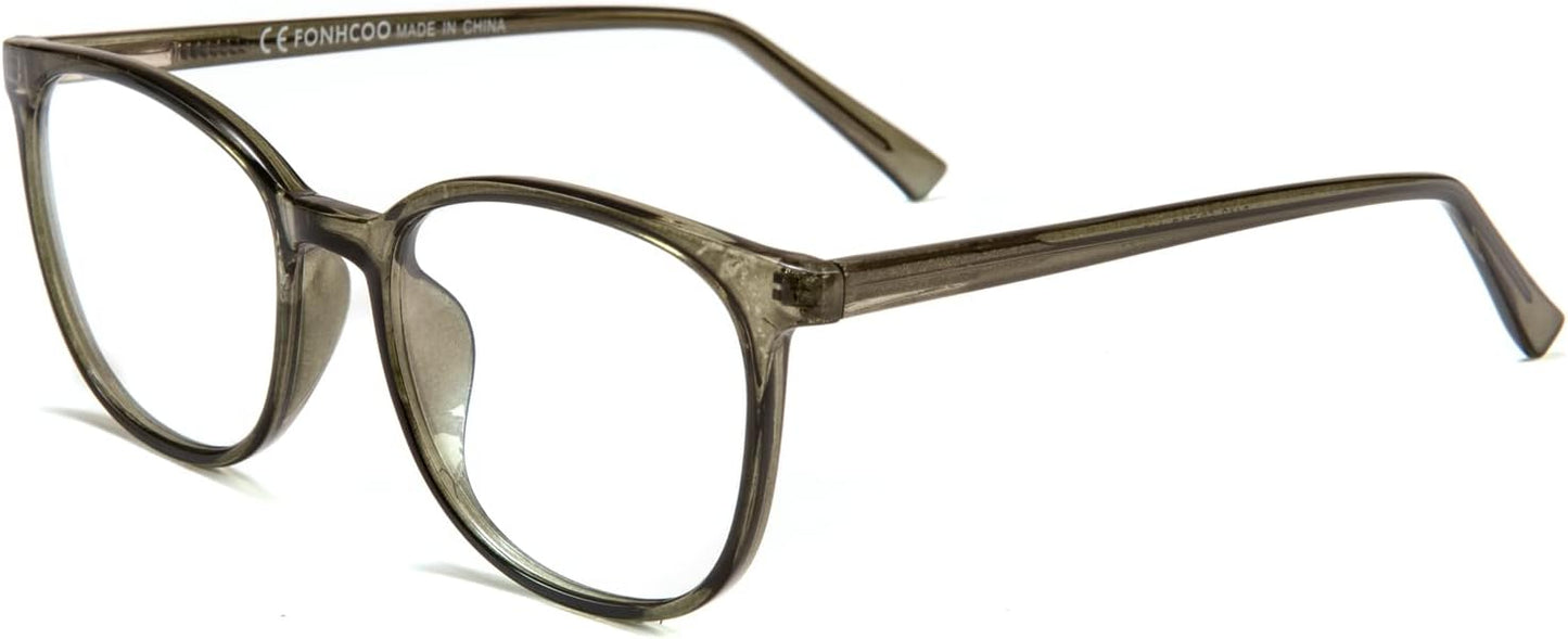 FONHCOO Blue Light Blocking Glasses Fashion Round TR90 Frame Transparent Eyewear Anti UV Computer Glasses for Women Men