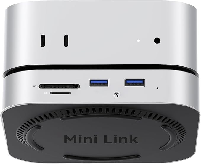 ORICO MiniLink Mac mini M4 Dock & Stand, Hub with 2 × USB 3.0 Ports (5Gbps), 2 × USB 2.0 Ports, SD/TF Card Readers (3.0), 3.5mm Headphone & Microphone Jacks, Compatible with Mac mini M4/M4 Pro (M48P)