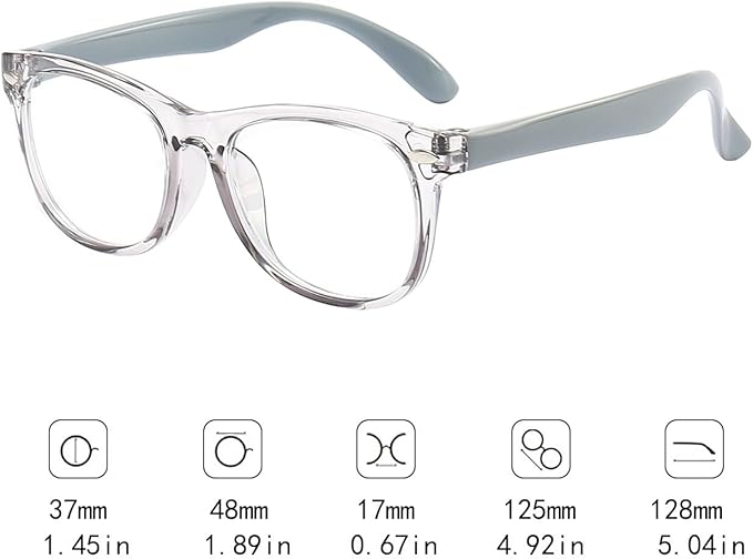 1 Pack kids Blue Light Blocking Glasses For Girls And Boys Computer Blue Light Blocking Glasses For Age 3-11 (Light gray)