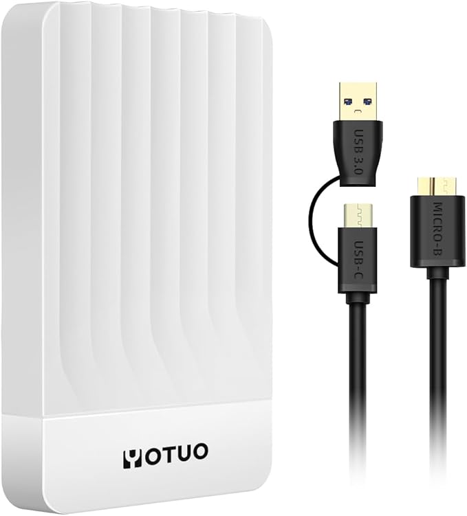 Portable External Hard Drive Storage Expansion Mobile HDD USB 3.0 for PC, Mac, Desktop, Laptop, PS4, PS5, Xbox One X/S, Xbox 360, Xbox Series X/S, Office & Game (White, 500GB)