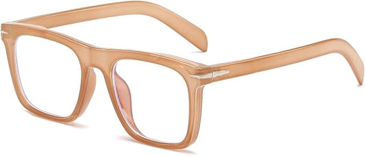 NIDOVIX Trendy Square Blue Light Blocking Glasses for Men Women, Fashion Frame Non-prescription Computer Glasses (Amber)