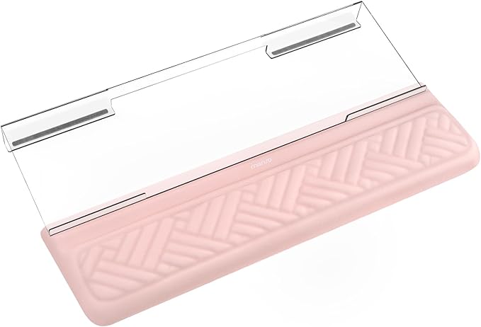 MOSISO Wrist Rest for Keyboard and Computer Keyboard Stand Set, Ergonomic Wrist Rest Pad, Woven Stripes Non-Slip Arm Rest Cushion, Easy Typing Working Acrylic Clear Holder for Office Home, Apricot